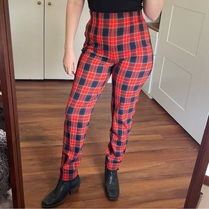Vintage Plaid Tartan High-Waisted Pants 90s | Escada